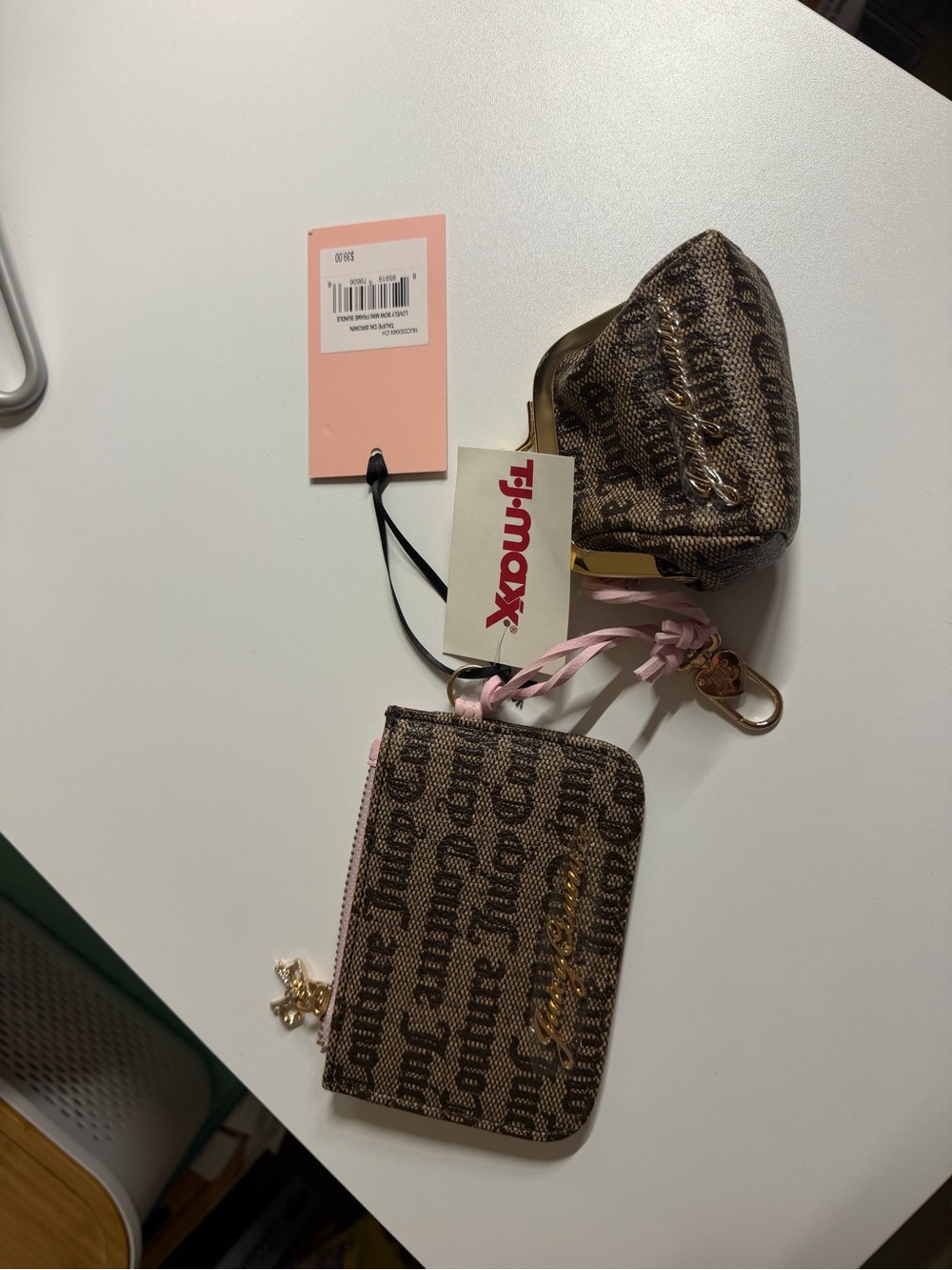 Juicy Couture Brown Monogram Zip Wallet & Coin Pouch Set